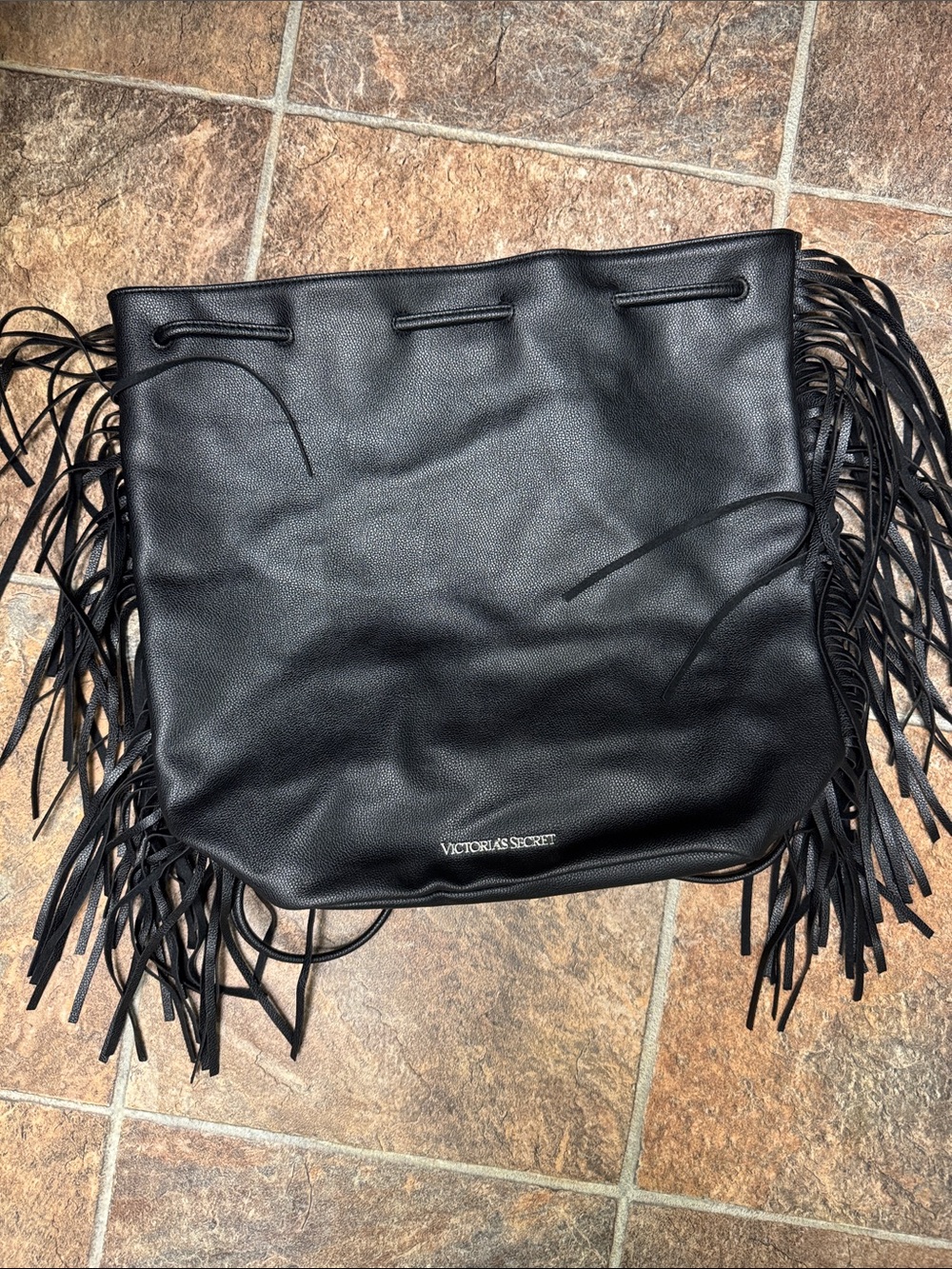 Victoria's Secret Black Fringe Shoulder Tote